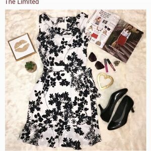 The Limited Black and White Dress with Tie Belt Size 4 NWOT